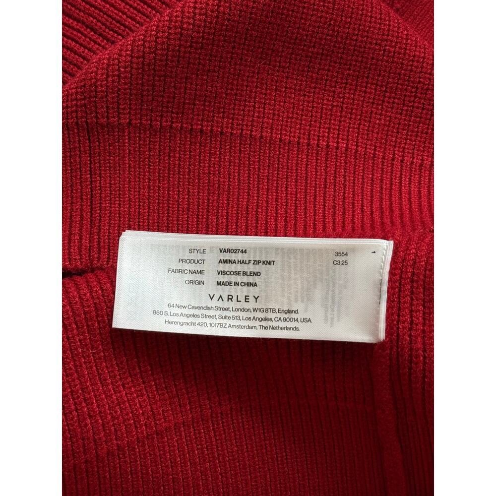 NWT Varley Amina Half-Zip Ribbed Sleeveless Knit Sweater Lava Falls Red Small - Picture 8 of 9